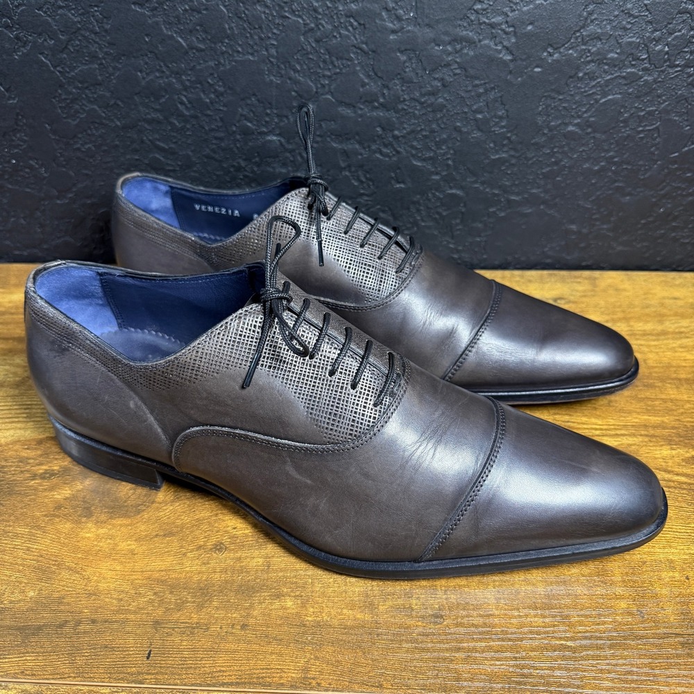 Finsbury Leather‎ Oxford Dress Shoes Mens 8.5 Blake Welted Brown Grey